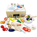 Alex Sanga CBLO Quick Cut Pretend Play House, Wooden Magnet, Food Sanitation Inspection, Kitchen, Stove, Fish Grill, Play Up, Educational Toy, Cooking Box, More More Set
