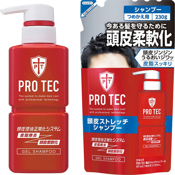 PRO TEC Scalp Stretch Shampoo Body Pump 300g + Refill 230g Set