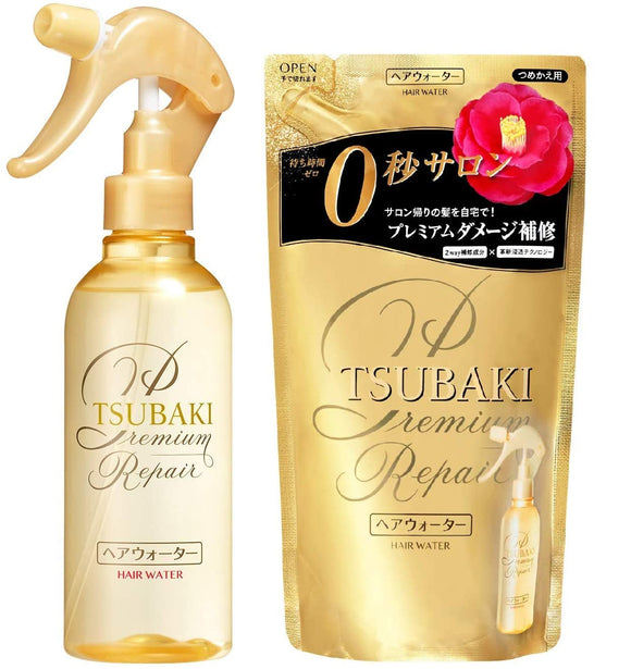 TSUBAKI Premium Repair Hair Water Damage Repair Restoration Treatment Body 7.8 fl oz (220 ml) + Refill 6.8 fl oz (200 ml)