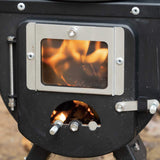 BUNDOK Makist BD-501 Firewood Stove, Chimney, Bonfire, Easy Assembly, Camping, Heat Resistant Glass Window, Black, Small