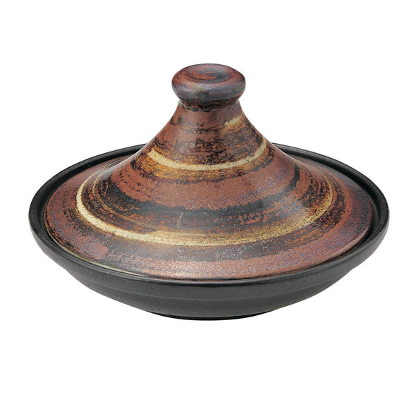 Saji Pottery Tajin Pot Brown 26cm Banko Yaki Tajin Pot Tea Brush 24-39