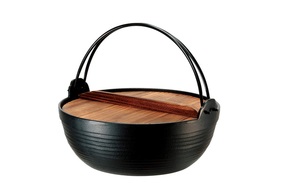 Ikenaga Ironworks for Living with Iron Nambu Iron Kappo Round Pot, IH Compatible, 11.8 inches (30 cm), Gift Wrapping