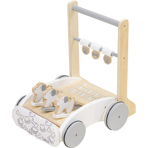 Shinsay International Oshiguruma Wooden Trolley with Twirling Toy and Anti-Scratch Cushion Bumper