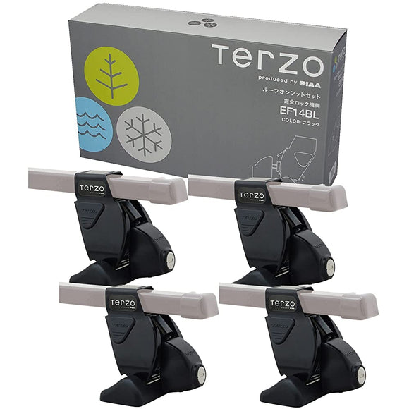 Terzo by Piaa EF14BL ROOF RACK, Base Carrier, Foot, 4 Pieces, Roof-ON Type, Black, Fully Locking Type