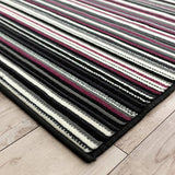 Sayansayan Multi Stripe Rug Mat, Leuven, 78.7 x 98.4 inches (200 x 250 cm), 3 Tatami Mats, Black Violet