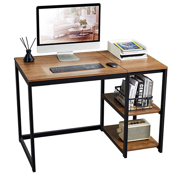 Computer Desk, Computer Game Desk, Size: 39.4 x 19.7 x 29.5 inches (100 x 50 x 75 cm), Adjustable Partition Spacing, Robust Home Desk with 2-Story Shelf, Modern Gaming Desk Laptop Desk with Large Storage