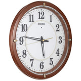 Seiko Clock KX240B Wall Clock, Automatic Light, Radio-Controlled, Analog, Visible Even at Night, Fine Light, Tea Wood, Diameter 13.3 x 2.2 inches (33.8 x 5.7 cm)