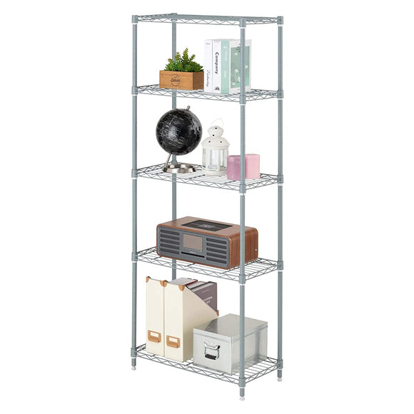 Doshisha M1560305GY Wire Shelf, 5 Tiers, 60W GY, Gray, Height 59.5 inches (151.5 cm)