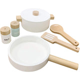 Alex Sanga Crisp Play House, Wooden, Magnet, Food Sanitation Inspection Compliant, Kitchen, Stove, Fish Grill, Play and Clean Up, Educational Toy (Pot Frying Pan Set, PP)