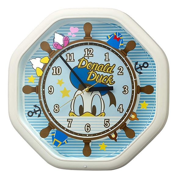 Rhythm Clock Industries 4MH441MC03 Disney Donald Duck Wall Clock, Karakuri Clock, 14.6 x 14.6 x 3.7 inches (37 x 37 x 9.3 cm), Includes 4 Disney Songs, White