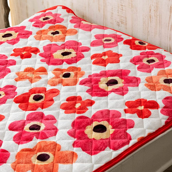 Iris Plaza fondan Bed Pad Single Premium Microfiber Washable Antistatic Christmas Gift Special Boxed Melting Touch Air Conditioning Fall Winter Bed Pad Quality Assurance 100 × 200cm Floral Red