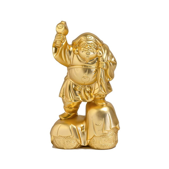 Good Luck Seven Lucky Gods Daikokuten (Gold Plated/24K Gold), Buddhist: Hideuno Makita Original Sculptor: Buddha Statue Figurine Takaoka Copper Ware (Daiko-ken 7fg)
