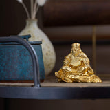 Seven Fukujin Kaiyujin (Gold Plated/24K Gold) Buddha Bushi: Hideumo Makita, Original Sculptor: Buddha Statue, Figurine, Takaoka Copper Hardware, 0.2 oz (7 fg)