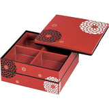 Hakoya 54276 Made in Japan Tatsumiya 8.9-inch (22.5-cm) Square 2-Tier Hors d'Oeuvres Layer Red Hyakka Bento Box