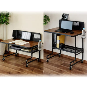 Yamazen LDT-8050 (WLBK) 2-Way Desk (Doubles As Low Desk), Casters (Movable Shelves, Drink Holder, Magnetic Punching Board), Width 31.5 x Depth 19.7 inches (80 x 50 x 43 72 cm), Desk, PC Desk, Study Desk, Telework, Assembly, Walnut, Living Alone