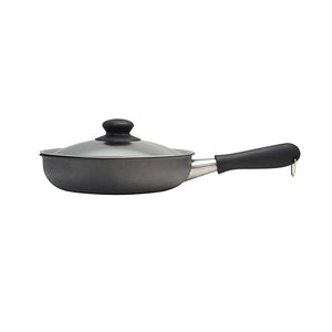 Sori Yanagi Iron Frying Pan, 8.7 inches (22 cm), Double Fiber Line Nitride Treatment, Lid Included, Induction Compatible