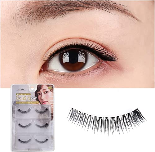 LASHVIEW false eyelashes, natural false eyelashes, natural false eyelashes, long eyelashes, handmade premium fiber, soft eyes, reusable for upper eyelashes, transparent shaft (3 pairs 903)