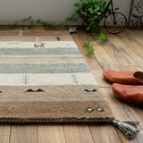 Sayansayan HG921 Hand Woven Entrance Mat, Border, Non-Dyed, 17.7 x 29.5 inches (45 x 75 cm), 100% Wool