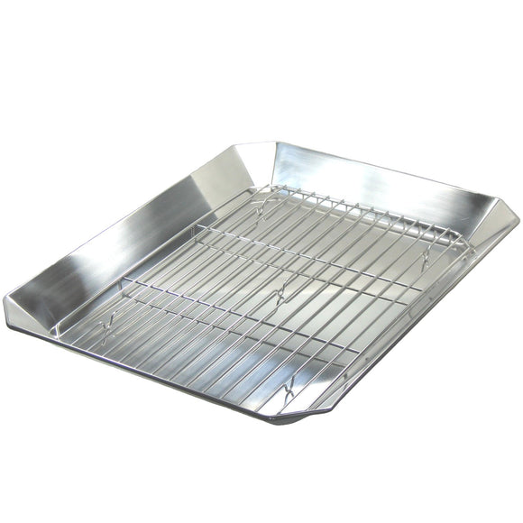 Nagao Tsubame Sanjo Platter, Long Angle, With Mesh, 15.7 inches (40 cm), 18-8 Stainless Steel, Made in Japan