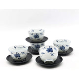 Japanese Pottery 47581200 Ceramic Teacup, Blue, 5.5 fl oz (165 ml), Flower Arabesque with Tea Cup Set, Pack of 5