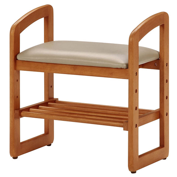 Fuji Trading Entrance Chair Entrance Bench Natural Wooden Support Chair 95778