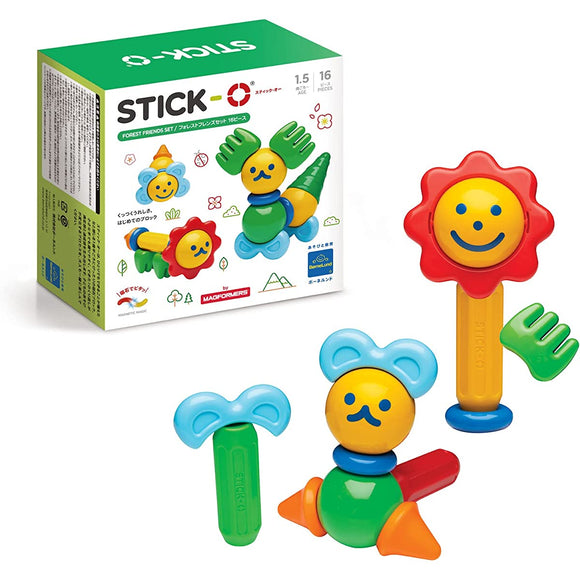 Bornelund SO902002 Stick-O (STICK-O) Forest Friends, 16 Pieces, Around 1.5 Years Old, Red, Blue, etc
