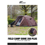 FIELDOOR Field Camp Dome 200 Plus Dome Tent, Fly Sheet with Front Room and Water Pressure Resistance: Over 39.1 inches (1,500 mm), UV Protection, Solo, Family, For 3 to 4 People, Hanging, Compact