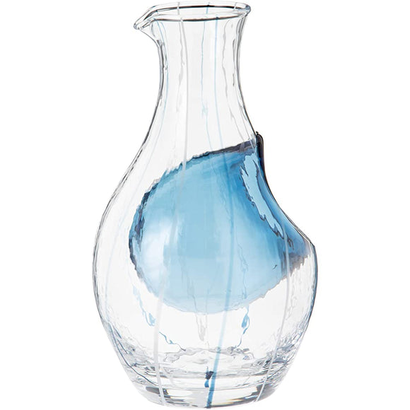 Toyo Sasaki Glass 61507 Tokuri Cold Sake Carafe, Blue, 10.1 fl oz (300 ml), Japanese Garasu, Handmade in Japan