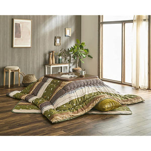 Ikehiko #5965010 Kotatsu Futon, Comforter Cover, Square, Koyomi, Approx. 80.7 x 80.7 inches (205 x 205 cm), Green, Japanese Style, Thick, Rabbit Pattern