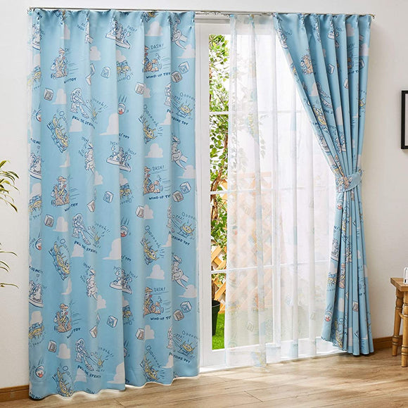 Toy Story SB-434/SB-435 Disney Grade 2 Blackout Thermal Insulated Curtain, Lace, Set of 4, Width 39.4 x 70.1 inches (100 x 178 cm), Length Buzz Lightyear, Little Green Men, Alien, Washable, Character