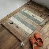 Sayansayan HG921 Hand Woven Entrance Mat, Border, Non-Dyed, 17.7 x 29.5 inches (45 x 75 cm), 100% Wool