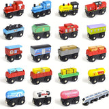 Wooden Rail Train Freight Car Set Toy Railway Hape Brio Thomas Wooden Rail Series Chuggington Compatible (Vehicle Set)