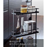Yamazaki 7152 Slim Kitchen Wagon, Black, Approx. W 15.0 x D 4.7 x H 26.0 inches (38 x 12 x 66 cm), Tower, Finished Product, For Mounting Casters and Hooks Only