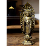 Buddha Statue Amida Nyorai Statue 5.9 inches (15 cm) (Old Gold Finish), Buddhist Hideun Makita Sculptor: (born in Dog/Year of the Dog), Zodiac Protection Principle, Takaoka Copperware (Amidani Ryuzo)