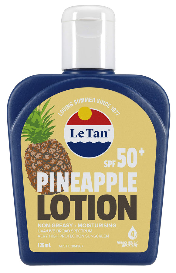 Le Tan Sunscreen Lotion Pineapple SPF50+ Sunscreen UV Cut Skin Care Moisture Ingredient Australian Made 125ml 125ml