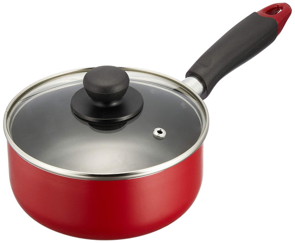 Pearl Metal HB-2175 Compact Fluorine Coated Glass Saucepan with Lid, 6.3 inches (16 cm) (For Gas Fire)