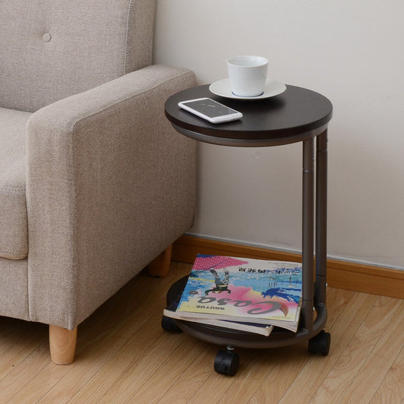 Yamazen RST-30 (MBRMBR) Side Table, Width 13.0 x Depth 19.7 x Height 19.7 inches (33 x 33 x 50 cm), 2 Tiers, 2-Way Specifications (Caster with StopperFixed Adjuster), Assembly, Dark Brown, Work from Home