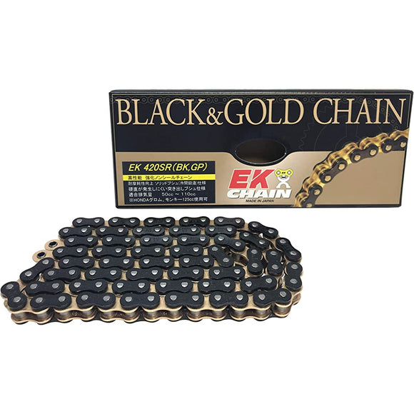 EK (EK) reinforced non -seal chain 420SR Black & Gold 130L [Clip joint]