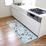 OKA Passion Flower Non-Slip Kitchen Mat, Washable, Made in Japan, Approx. 23.6 x 94.5 inches (60 x 240 cm), Green