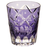 Kagami Crystal T557-2650CMP Rock Glass Hagi and Suzuki, Purple, 8.1 fl oz (230 cc), Edo Kiri, Traditional Artisan Tatsuya Root