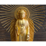 Buddha Statue, Amida Nyorai for Oesai 6.2 inches (15.7 cm) (Gold Plated/24 karat) Buddhist Hideo Makita Original Sculptor_"Shodo Mansumo Honwaiji" (Sish)" Takaoka Copper ware (Amidaniori Nishishishi/M)