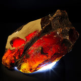 N2 stone Natural: "Fluorescent" natural resin fossil blue amber (blue amber/amber) | (4 | "single piece" gemstone: Approx. 3.1 oz (91 g), 3.3 x 2.4 x 1.9 inches (84 x 60 x 48 mm) | Origin: Sumatra, Indonesia)