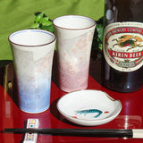 Kyuyaki Pottery Pair Beer Glass Silver Cherry