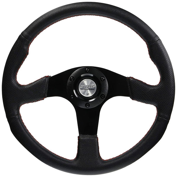 Fortune DSC-FC350RE D1 SPEC FLAT-R PVC Leather Steering 35 Pie Red Stitch