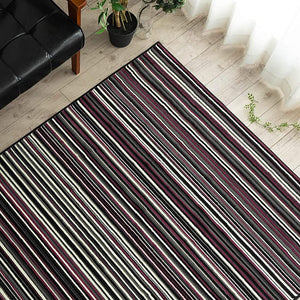 Sayansayan Multi Stripe Rug Mat, Leuven, 78.7 x 98.4 inches (200 x 250 cm), 3 Tatami Mats, Black Violet