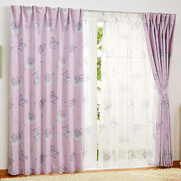 Sanrio SB-519-S Kiki & Lala Grade 2 Blackout, Thermal Insulation, Blackout Curtains, 2-Piece Set, Width 39.4 x 78.7 inches (100 x 200 cm)