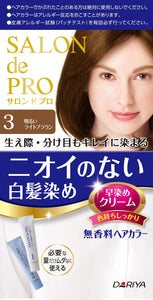 Salon de Pro Unscented Hair Color Early Dye Cream 3 <Bright Brown> Gray Hair Dye Odorless Hair Color Cream Type Reserve Available