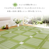 Hagiwara Washable Grass Style Carpet, Green, Approx. 69.7 x 104.4 inches (176 x 264 cm), Ganache, Rug, Modern, Japanese Style, Block Pattern, Made in Japan