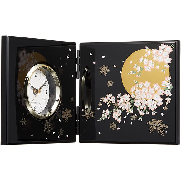 Nakatani BROTHER COMPANY MOUNTAINS LACQUERWARE folding screen Clock (Small) Black