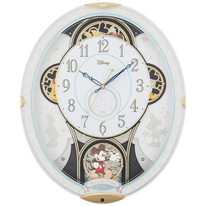 Disney Mickey & Friends M509 4MN509MC03 Wall Clock, Radio Clock, Karakuri Clock, Melody, White, Rhythm Clock